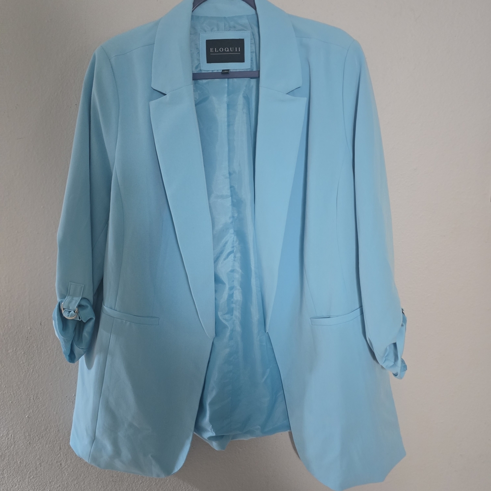 Eloquii Women's Sky Blue Suit Jacket